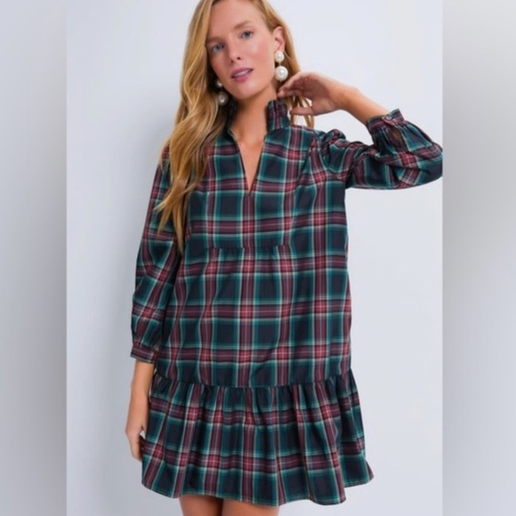 NWT Tuckernuck Palmerston dress in black and red highland plaid S - Picture 2 of 13